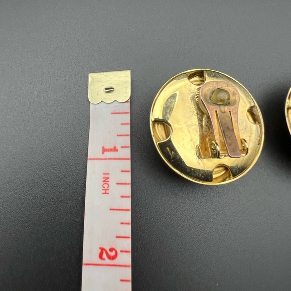 Vintage Gold Tone Dome Clip On Earrings - Picture 3 of 3